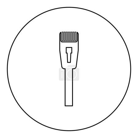 Ilustración de Conector con tecnología de alambre ethernet rj45 internet concepto cable jack icono en círculo redondo color negro vector ilustración contorno de imagen línea delgada estilo simple - Imagen libre de derechos