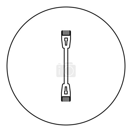 Ilustración de Patch cable path cord ethernet technology rj45 net concept icon in circle round black color vector illustration image outline contour line thin style simple - Imagen libre de derechos