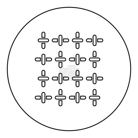 Textil tela lino textura tejida icono en círculo redondo color negro vector ilustración imagen contorno línea delgada estilo simple