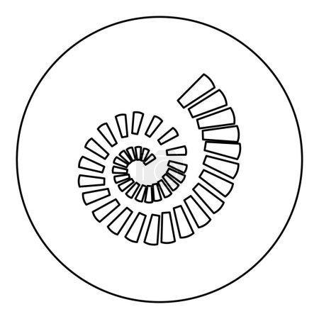 Escalera de caracol escalera circular icono en círculo redondo color negro vector ilustración contorno de la imagen línea delgada estilo simple