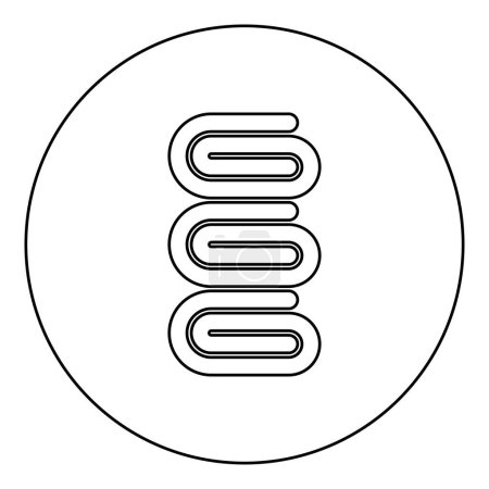 Conjunto de toallas pila de toallas de baño plegado icono en círculo redondo color negro vector ilustración imagen contorno contorno línea estilo delgado simple