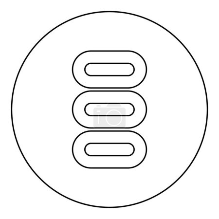 Set Handtücher Stapel von gefalteten Badeservietten Symbol im Kreis Runde schwarze Farbe Vektor Illustration Bild Umriss Konturlinie dünnen Stil einfach