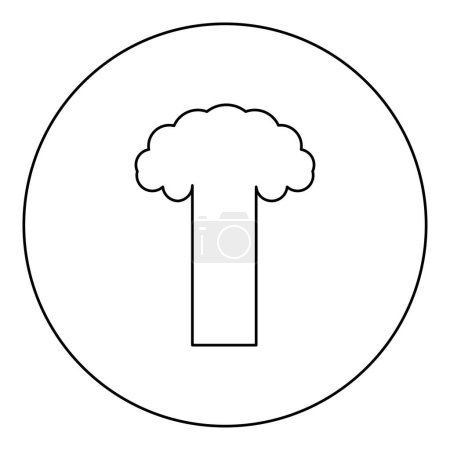 Explosión nuclear estalló icono de destrucción explosiva seta en círculo alrededor de color negro vector ilustración imagen contorno contorno línea delgado estilo simple