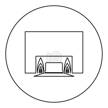 Crematorio proceso de cremación de cremación icono de equipo crematorio en círculo redondo color negro vector ilustración contorno de la imagen línea delgada estilo simple