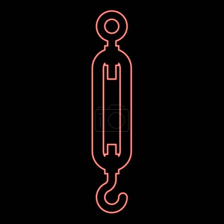 Neon turnbuckle tensioning wire concept hardware red color vector illustration image flat style light