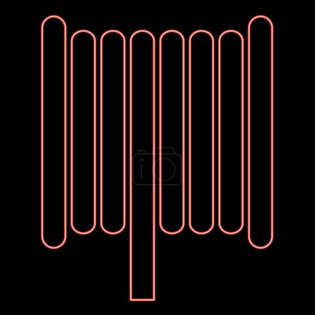 Neon Kabel Spule Drahtspule Spule rot Farbe Vektor Illustration Bild flachen Stil Licht