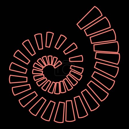 Escalera de caracol de neón escaleras circulares vector de color rojo ilustración imagen estilo plano luz