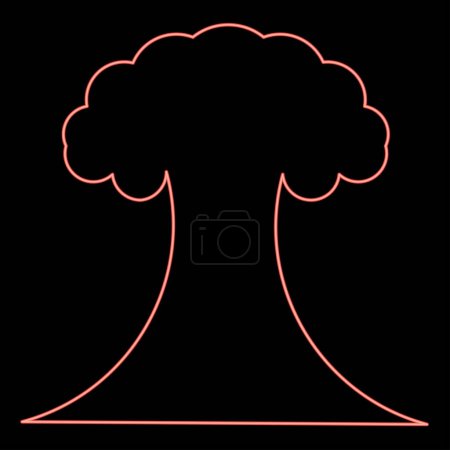 Neon nuclear explosion burst mushroom explosive destruction red color vector illustration image flat style light