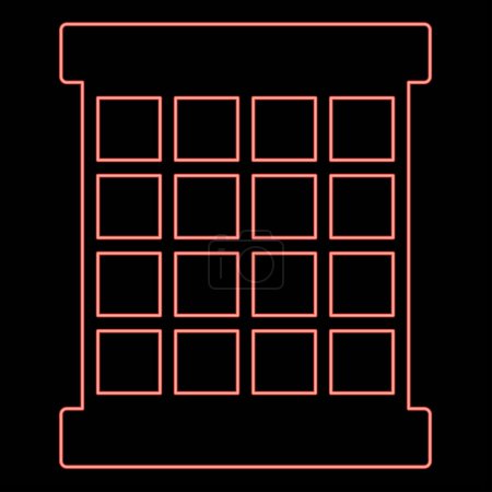 Neon prisoner window grid grate prison jail concept red color vector illustration image flat style light