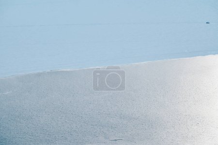 Photo for Sightseeing view of lake Baikal meet  Angara river flowing out of the lake view from top of Chersky stone in Listvyanka a small resort township on the bank of Lake Baikal, Russia. - Royalty Free Image
