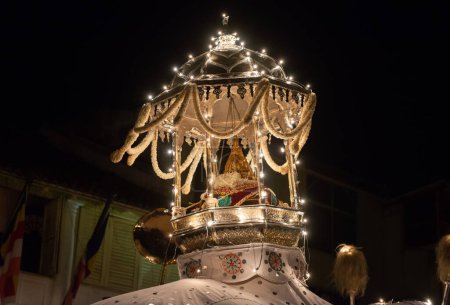 The Sacred Casket on ceremonial Tusker in Kandy Esala Perahera parade also known as the festival of the Buddha tooth relic.