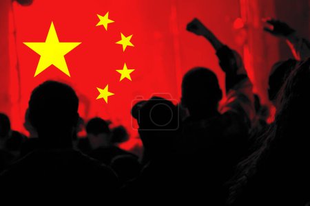 Photo for Protests China. Chinese real estate and debt crisis. Zero covid and lockdown protest in China. Crowd people. Revolution demonstration. Communism. Kill protesters. - Royalty Free Image