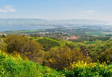vista aérea de Galilea y el valle del Jordán, Israel