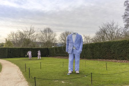 Photo for Wakefield, UK - February 7, 2024: Big Suit 2 (2010-2016) at Trap of the Truth exhibition showing artworks by Erwin Wurm, at Yorkshire Sculpture Park. - Royalty Free Image