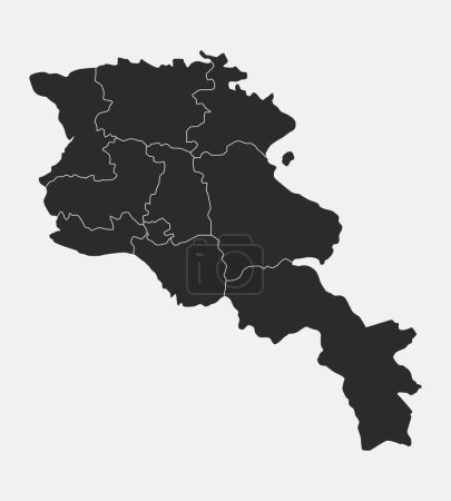Ilustración de Armenia mapa con regiones, provincias aisladas sobre fondo blanco. Mapa de Armenia. Ilustración vectorial - Imagen libre de derechos