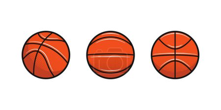 Téléchargez les illustrations : Balles de basket-ball icônes isolé sur fond blanc. Eléments de design pour logo, affiche, emblème. Icônes de balle sportive. Illustration vectorielle - en licence libre de droit