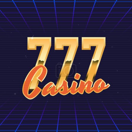 Illustration for Casino logo template. Gambling retro logo with neon spades symbol. Label, badge, poster for Gambling business, casino, game house. Print for T-shirt, typography. Vector illustration. - Royalty Free Image