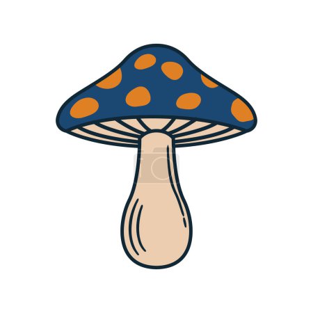 Téléchargez les illustrations : Icône Champignon magique. Icône champignon coloré isolé sur fond blanc. Imprimé pour t-shirt, typographie. Illustration vectorielle - en licence libre de droit