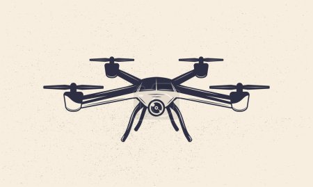 Téléchargez les illustrations : Drone vintage isolé sur fond blanc. Illustration vectorielle - en licence libre de droit