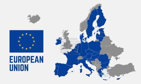 Téléchargez les illustrations : Silhouette de la carte de l'UE - en licence libre de droit
