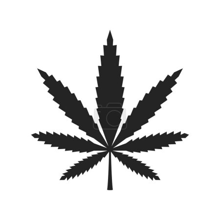 Téléchargez les illustrations : Cannabis, icône de la marijuana. Icône de feuille de cannabis isolée sur fond blanc. Imprimé pour t-shirt, typographie. Illustration vectorielle - en licence libre de droit