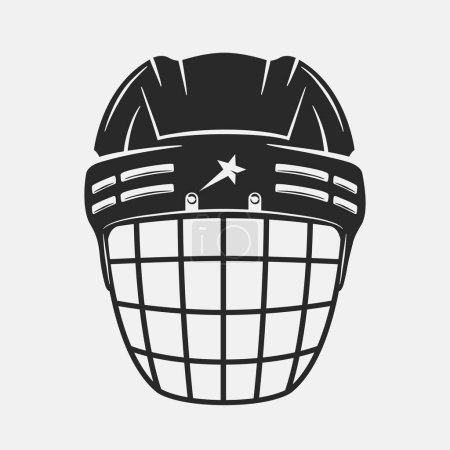 Téléchargez les illustrations : Icône de casque de hockey sur glace isolé sur fond blanc. Illustration vectorielle - en licence libre de droit