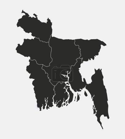 Téléchargez les illustrations : Silhouette de la carte de Bangladesh - en licence libre de droit