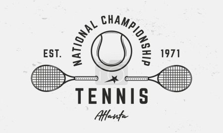 Illustration for Tennis logo template. Tennis logo. Tennis rackets and ball isolated on white background. Vector emblem - Royalty Free Image
