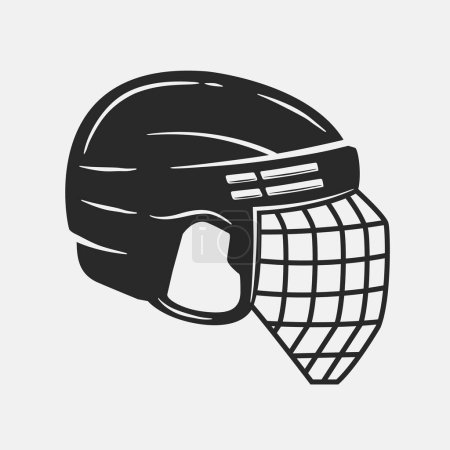 Illustration for Ice Hockey helmet icon isolated on white background. Element for logo, label, emblem. Print for t-shirt, typography. Vector illustration - Royalty Free Image