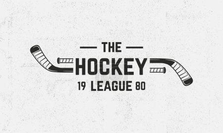 Illustration for Ice Hockey league. Vintage hockey emblem with hockey cues. Logo template for team, club, league, tournament. Vector illustration - Royalty Free Image