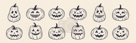 Téléchargez les illustrations : Citrouilles d'Halloween, illustration vectorielle - en licence libre de droit
