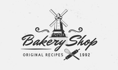 Téléchargez les illustrations : Logo de boulangerie, vintage, illustration vectorielle, élément icône - en licence libre de droit