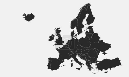 Téléchargez les illustrations : Carte d'Europe. Carte d'Europe isolée sur fond blanc. Très détaillé. Carte de l'Europe avec pays séparés. Modèle d'infographie. Illustration vectorielle - en licence libre de droit