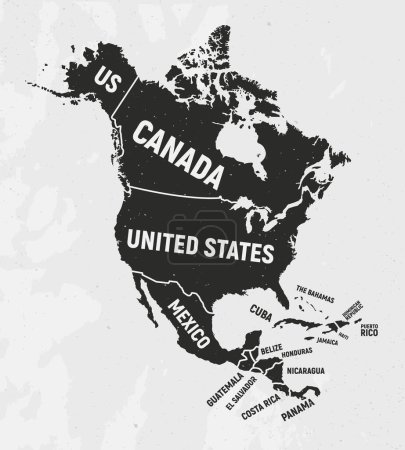 Téléchargez les illustrations : Amérique du Nord Carte Illustration vectorielle - en licence libre de droit