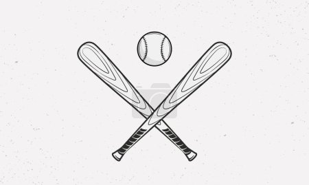 Illustration for Baseball bats and ball silhouettes isolated on white background. Crossed Baseball bats. Vintage design elements for logo, badges, banners, labels. Vector illustration - Royalty Free Image