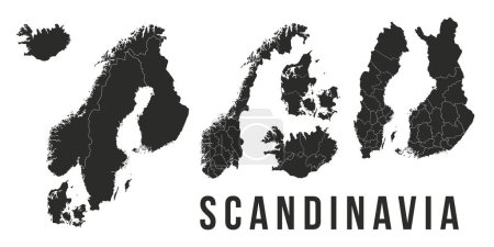 Téléchargez les illustrations : Scandinavie Voir l'illustration vectorielle de la carte - en licence libre de droit