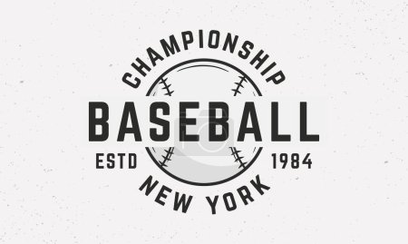 Téléchargez les illustrations : Logo du championnat de baseball. Logo, affiche, bannière de baseball. Balle de baseball isolée sur fond blanc. Emblème vectoriel - en licence libre de droit