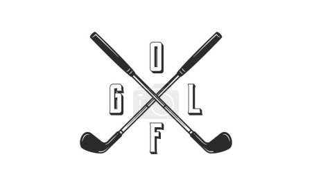 Ilustración de Logo de golf. Logo de golf, icono, signo. Cruzó palos de golf aislados sobre fondo blanco. emblema del vector - Imagen libre de derechos
