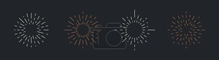 Illustration for Set of Lightrays, Explosions. Vintage design elements for logo, emblem, label. Circle Light rays isolated on black background. Vector Illustration - Royalty Free Image