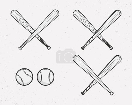 Illustration for Set of Baseball equipment icons. Baseball bats and balls isolated on a white background. Vector illustration - Royalty Free Image