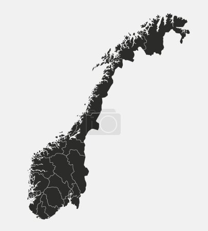 Téléchargez les illustrations : Silhouette de la carte de La Norvège - en licence libre de droit