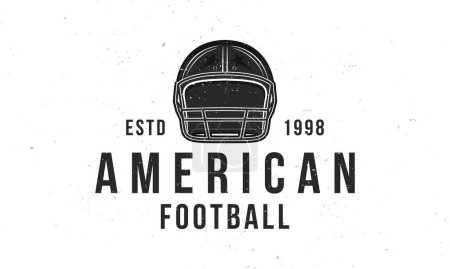 Téléchargez les illustrations : Logo du football américain. Modèle de logo de football avec casque. Casque de football américain isolé sur fond blanc. Modèle d'emblème vectoriel - en licence libre de droit