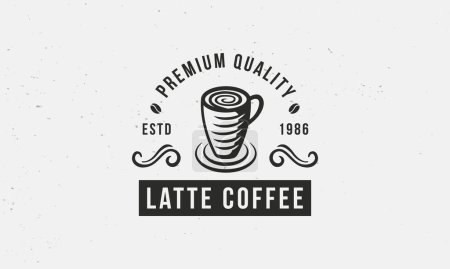 Illustration for Vintage label with late coffee, vector illustration - Royalty Free Image