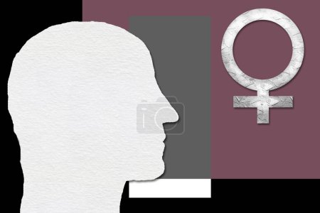 Foto de Disforia de género, transgénero, concepto de identidad de género. Mujer en cuerpo biológico del hombre - Imagen libre de derechos