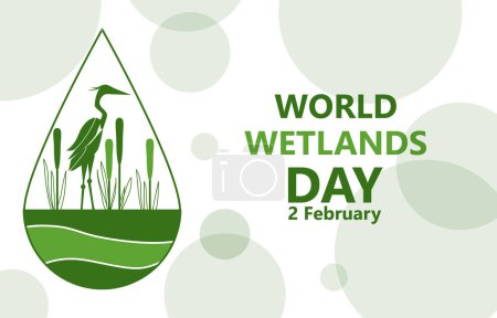 Photo for "World Wetlands Day" hoster poster with abstract drop with heron bird inside it - Royalty Free Image