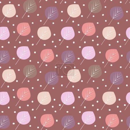 Seamless pattern with colorful leaves. Background in pastel colors