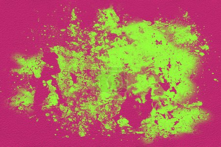 Photo for Bright pink paper background with green strokes of paint. Neon colors on the plaster. Bright youth background. - Royalty Free Image
