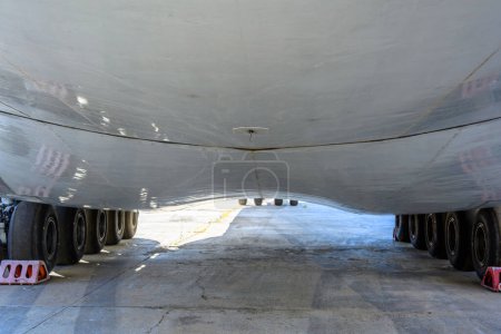 Photo for The bottom of the largest transport aircraft AN-124. The cargo air transport. - Royalty Free Image