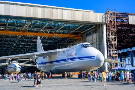 Photo for The production and repair of the largest transport aircraft AN-124 at an aircraft factory. The aviation industry. - Royalty Free Image