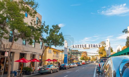 Photo for San Diego, USA - November 05, 2016: City life in Little Italy on a sunny day - Royalty Free Image